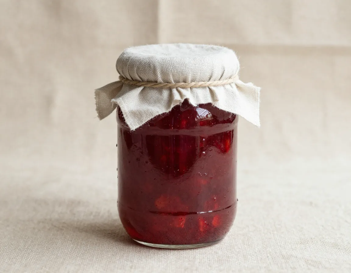 Artisan jam jar with fresh fruits